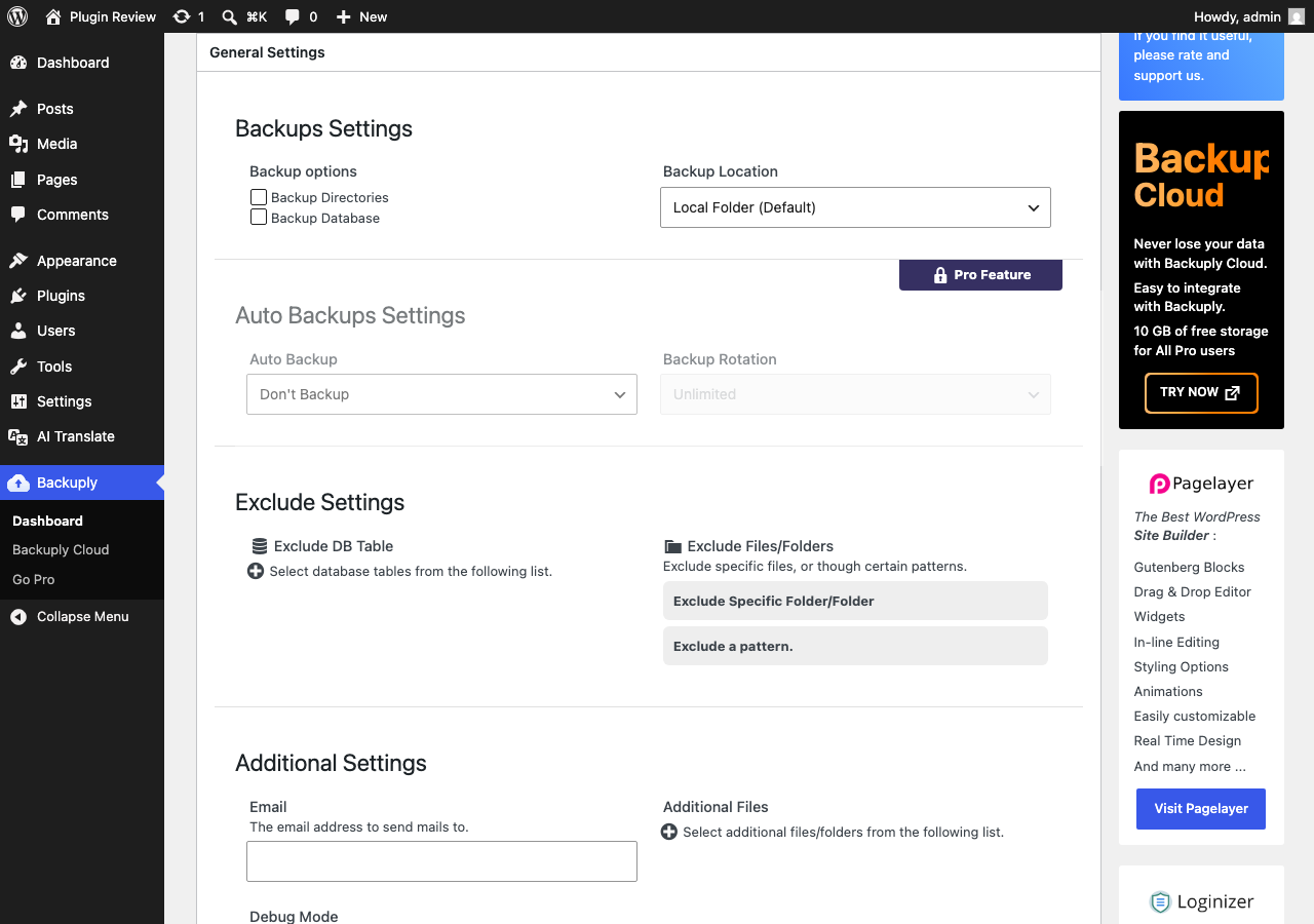 Backuply – Backup, Restore, Migrate and Clone admin after translation