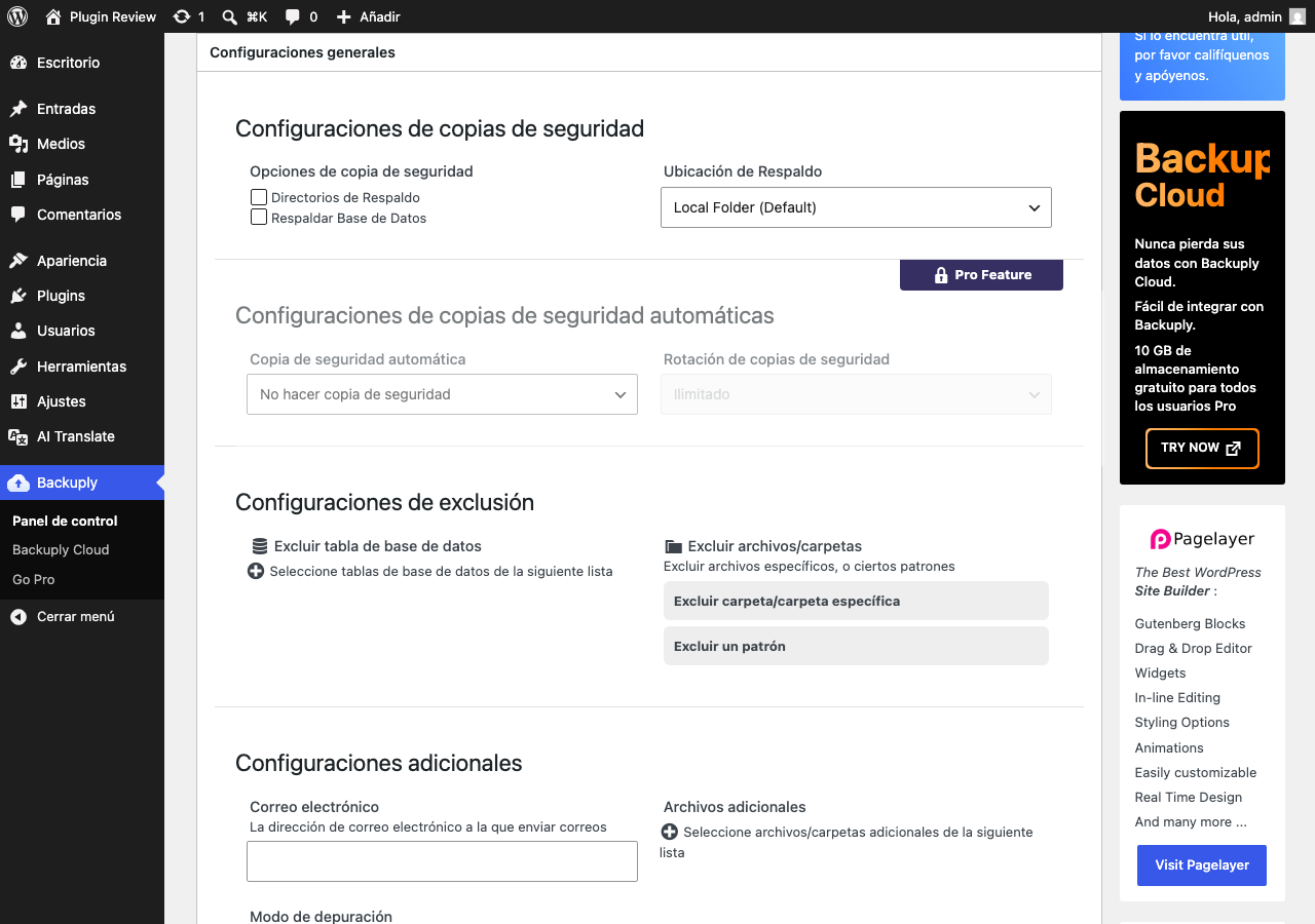 Backuply – Backup, Restore, Migrate and Clone admin after translation