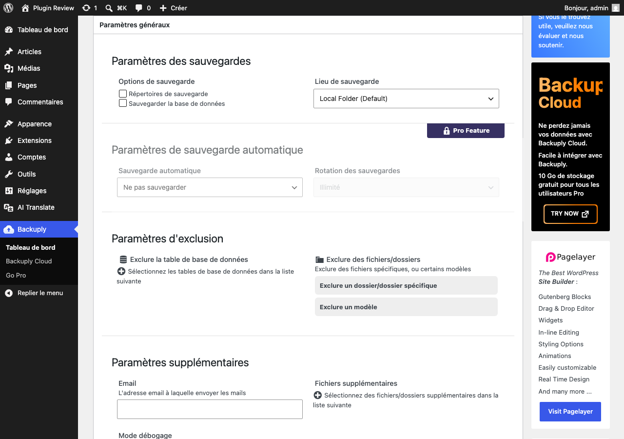 Backuply – Backup, Restore, Migrate and Clone admin after translation