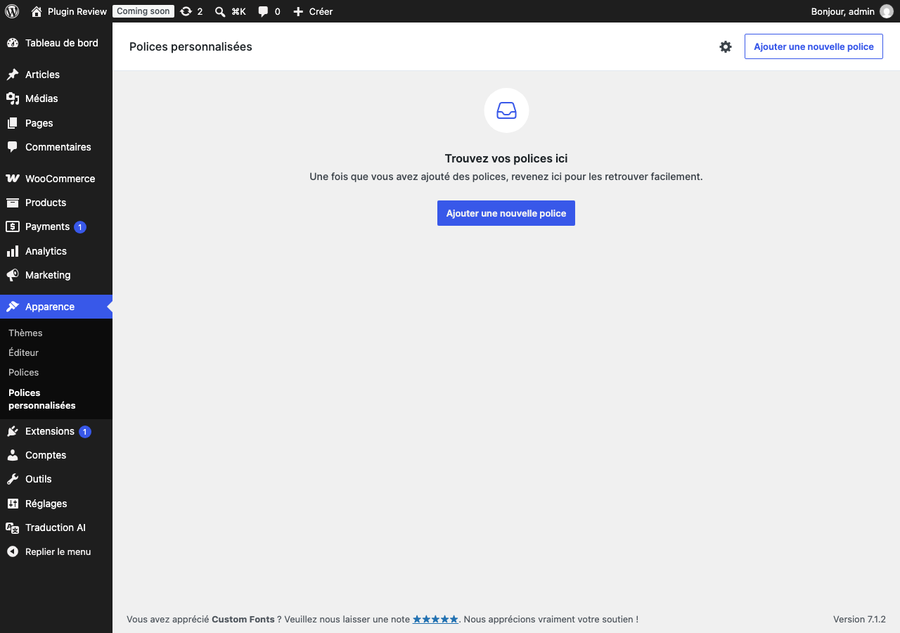 Custom Fonts – Host Your Fonts Locally admin after translation