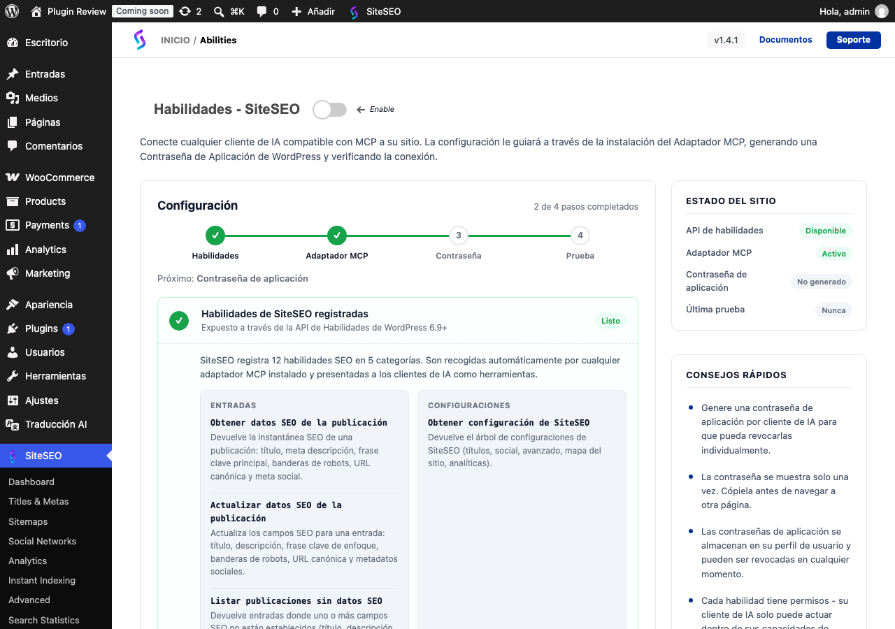 SiteSEO – SEO Simplified admin after translation (menu2)