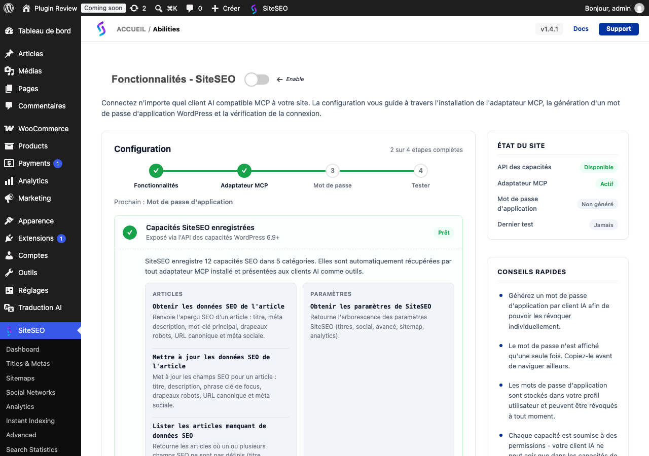 SiteSEO – SEO Simplified admin after translation (menu2)