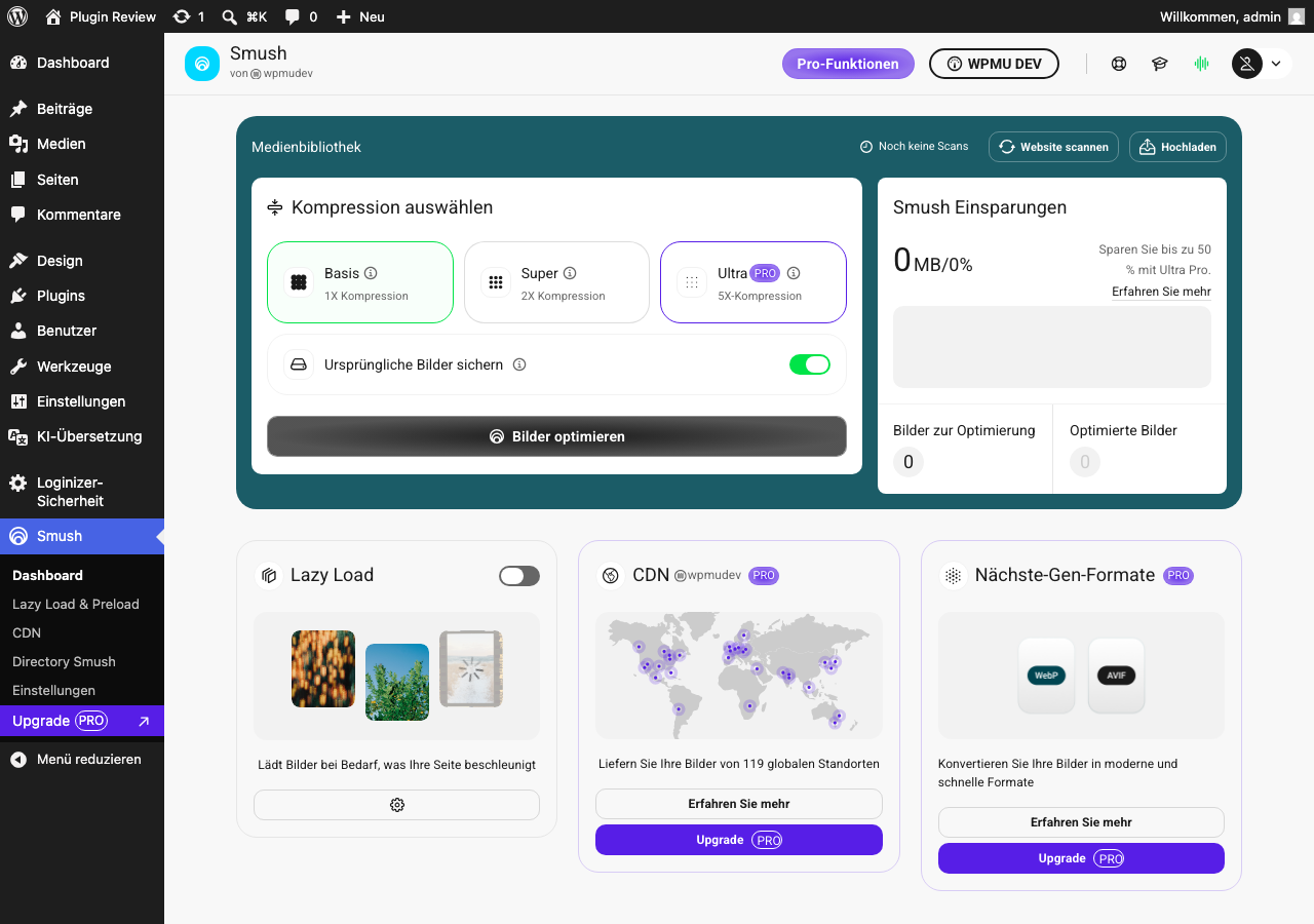 Smush – Image Optimization, Compression, Lazy Load, WebP & CDN admin after translation