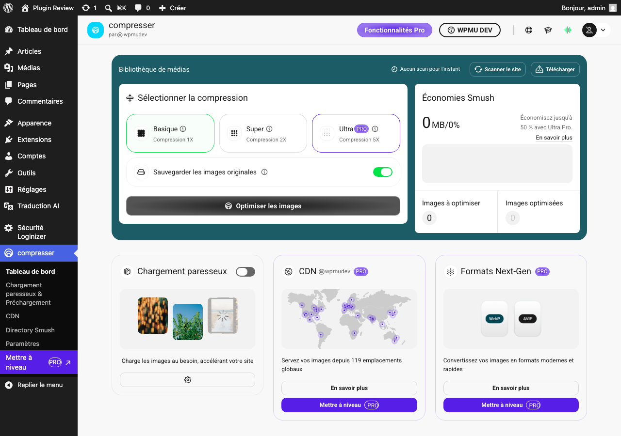 Smush – Image Optimization, Compression, Lazy Load, WebP & CDN admin after translation